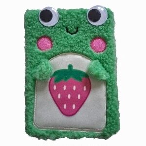 Claire's Green Frog Notebook with Pink Strawberry